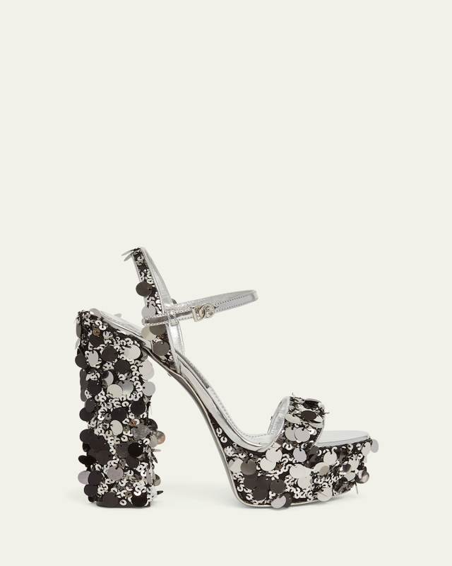 Keira Metallic Sequin Platform Sandals